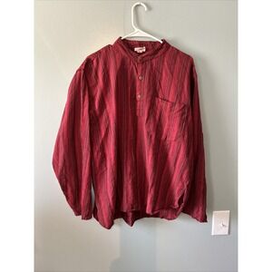 Gypsy Rose True Vintage Tunic Long Sleeve Shirt Red Purple Black Stripes Large
